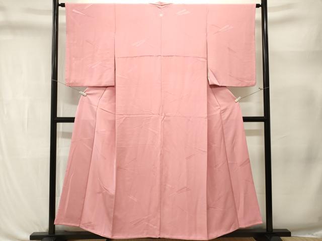 平和屋着物■上質な色無地 扇地紋 珊瑚色 正絹 逸品 CABL3330ev