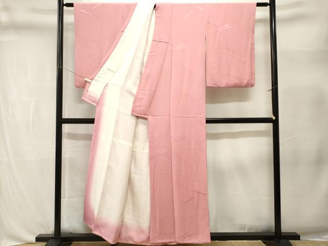 平和屋着物■上質な色無地 扇地紋 珊瑚色 正絹 逸品 CABL3330ev