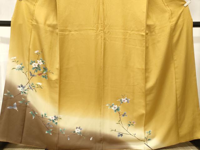 平和屋着物■訪問着 休み鳥枝花文 暈し染め 正絹 逸品 CABL3349ev