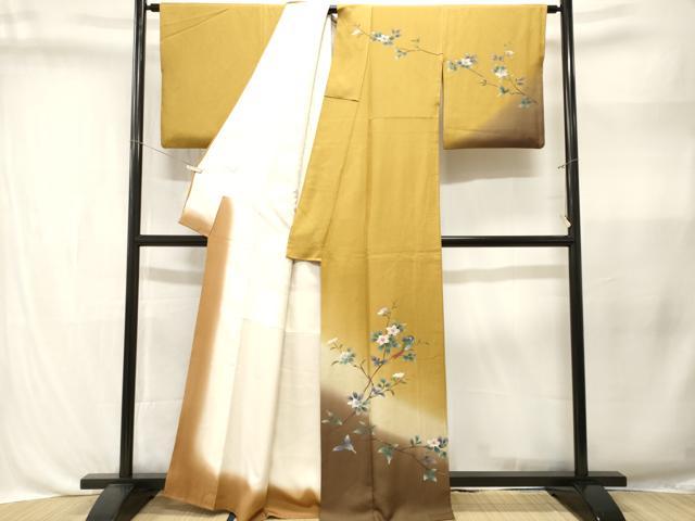 平和屋着物■訪問着 休み鳥枝花文 暈し染め 正絹 逸品 CABL3349ev