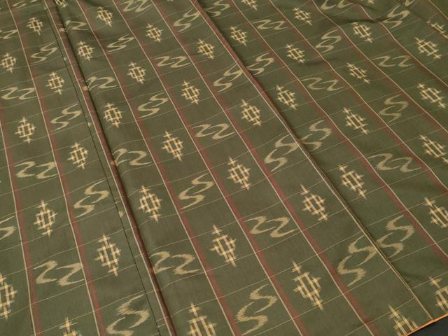 平和屋着物■上質な紬 格子絣文様 正絹 逸品 CABL3363ev