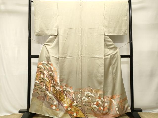 平和屋着物■豪華色留袖 立波渡り橋松梅文 暈し染め 金彩 正絹 逸品 CABL3367ev