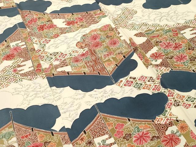 平和屋着物■上質な小紋 雲取り几帳花文 正絹 逸品 CABL3384ev