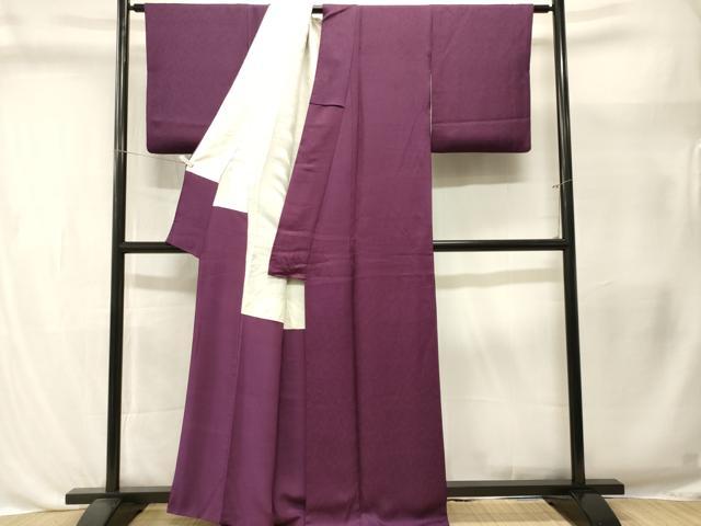 平和屋着物■上質な色無地 小花尽くし地紋 紫紺色 正絹 逸品 CABL3405ev