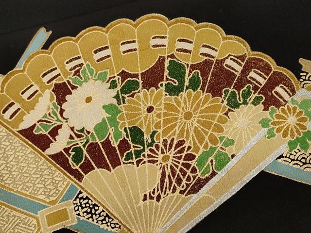平和屋着物■豪華黒留袖 駒刺繍 天井檜扇飛鶴花文 金彩 正絹 逸品 CABL3408ev