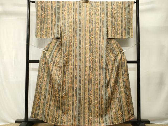 平和屋着物■上質な小紋 鳳凰花丸間道 金彩 正絹 逸品 CABL3414ev