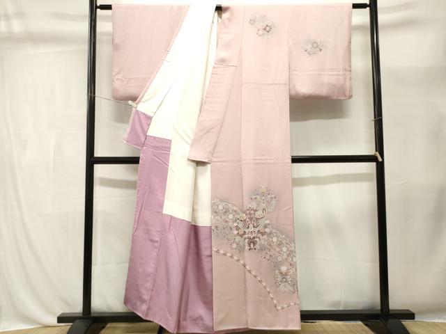 平和屋着物■訪問着 向かい鳥更紗花唐草文 暈し染め 正絹 逸品 CABL3417ev