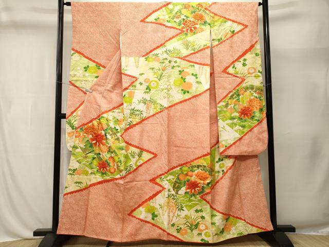 平和屋着物■豪華振袖 駒刺繍 絞り 檜扇草花文 金彩 高島屋扱い 正絹 逸品 CABL3430ev