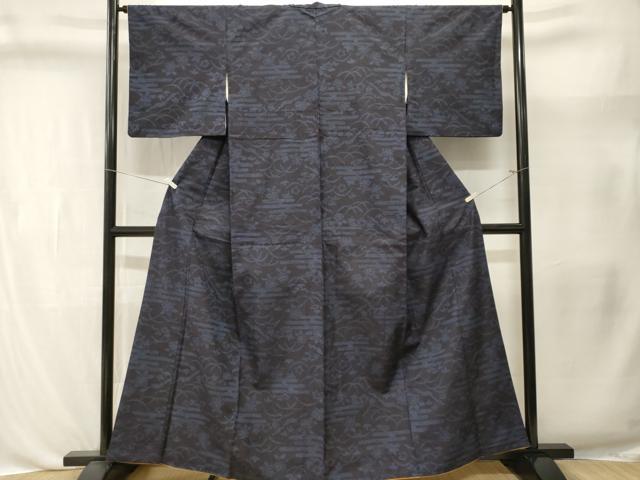 平和屋着物■上質な紬 エ霞芝草花文 正絹 逸品 CABL3440ev