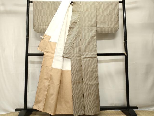 平和屋着物■本場染大島紬 横段文 正絹 逸品 CABL3447ev