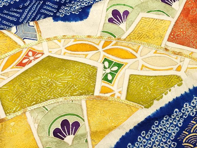 平和屋着物■豪華振袖 駒刺繍 絞り 片輪花文 金彩 正絹 逸品 CABL3451ev
