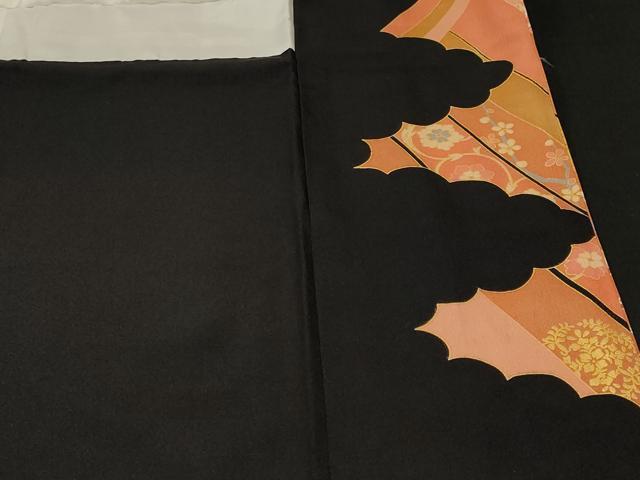 平和屋着物■豪華黒留袖 駒刺繍 御所車飛鶴吉祥花文 金彩 正絹 逸品 CABL3462ev