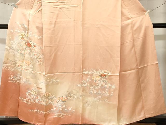 平和屋着物■訪問着 扇面立波草花文 暈し染め 金銀彩 正絹 逸品 CABL3477ev