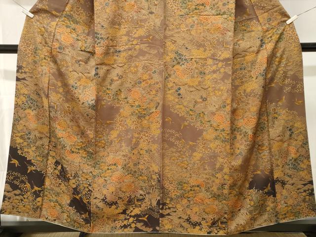 平和屋着物■訪問着 鴛鴦飛鶴流水草花文 正絹 逸品 CABL3483ev