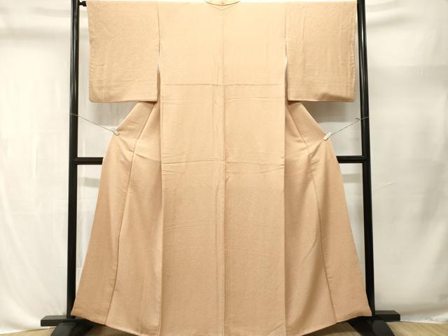 平和屋着物■二代目清次郎 手描き 色無地 霞地紋 白茶色 正絹 逸品 CABL3490ev