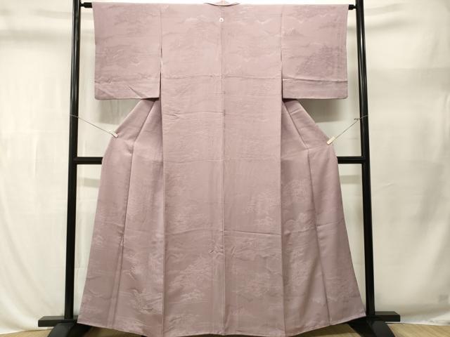 平和屋着物■上質な色無地 風景地紋 胡桃染色 正絹 逸品 CABL3495ev