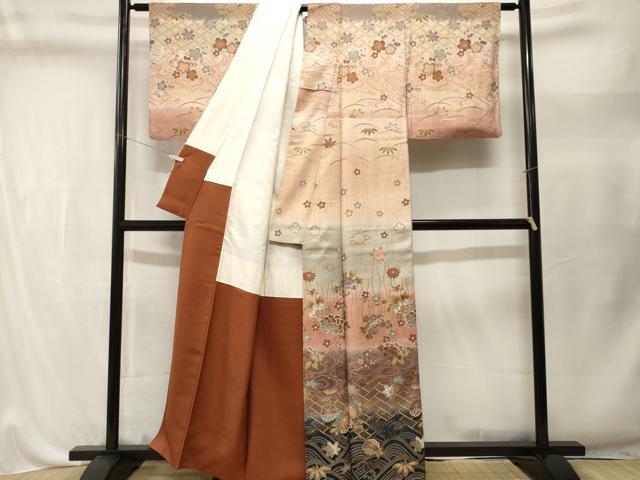 平和屋着物■訪問着 吉祥舞花文 暈し染め 金彩 正絹 逸品 CABL3502ev