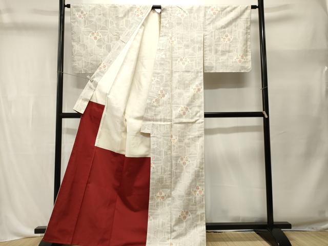 平和屋着物■上質な紬 幾何学花文 正絹 逸品 CABL3503ev