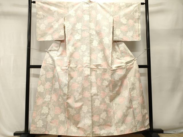 平和屋着物■本場大島紬 白大島 葡萄蔦の葉文 正絹 逸品 CABL3505ev