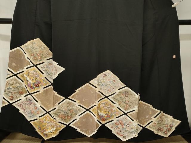 平和屋着物■十日町友禅作家 龍谷 黒留袖 松竹梅宝尽し文 松皮菱飛鶴鳳凰花文 金銀彩 正絹 逸品 CABL3516ev
