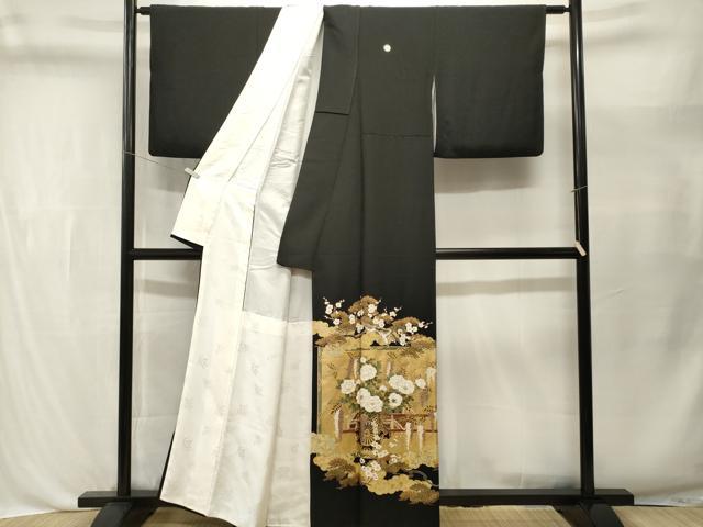 平和屋着物■豪華黒留袖 休み鳥花車文 金彩 正絹 逸品 CABL3520ev