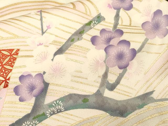 平和屋着物■豪華振袖 扇面地紙草花文 暈し染め 金彩 正絹 逸品 CABL3523ev