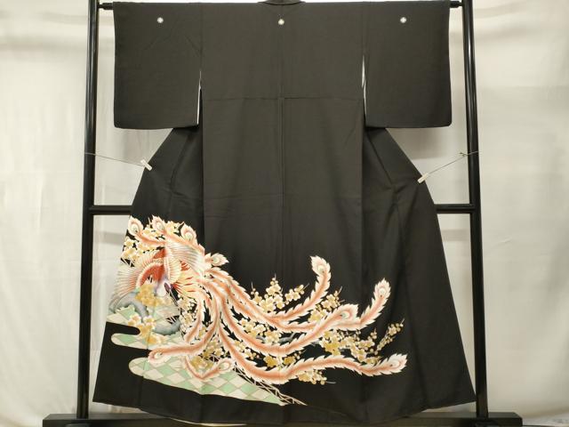 平和屋着物■豪華黒留袖 刺繍 鳳凰枝梅文 金銀彩 正絹 逸品 CABL3542ev
