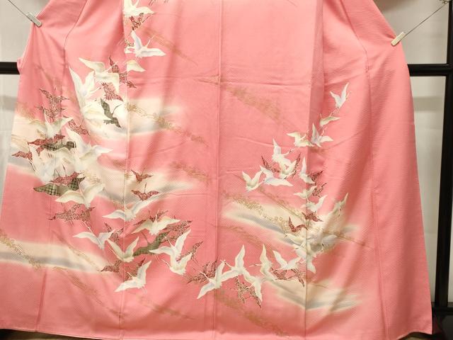 平和屋着物■訪問着 飛鶴草花文 暈し染め 金彩 正絹 逸品 CABL3547ev