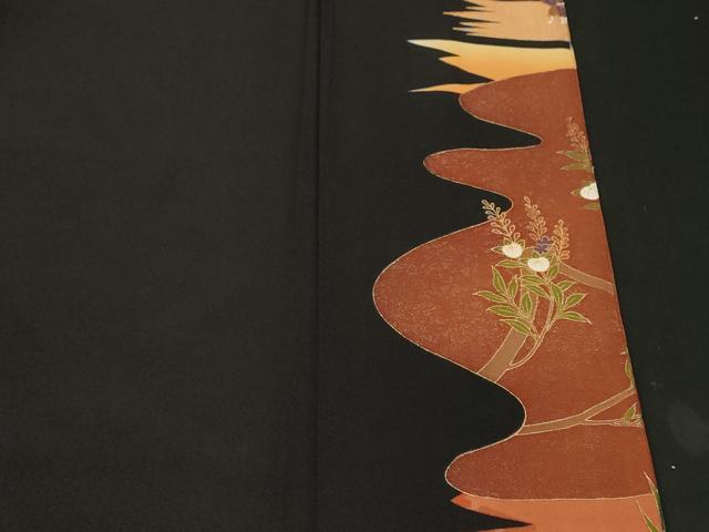 平和屋着物■谷崎潤一郎の世界 黒留袖 駒刺繍 大名行列 暈し染め 金彩 正絹 逸品 CABL3553ev