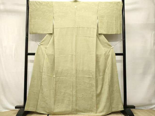 平和屋着物■上質な色無地 雲取り吉祥花地紋 若菜色 正絹 逸品 CABL3562ev