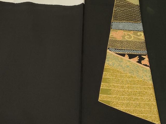 平和屋着物■豪華黒留袖 駒刺繍 束ね熨斗花鳥文 金彩 正絹 逸品 CABL3566ev