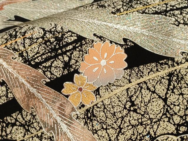 平和屋着物■豪華黒留袖 作家物 螺鈿 鳳凰立波文 金銀彩 正絹 逸品 CABL3578ev