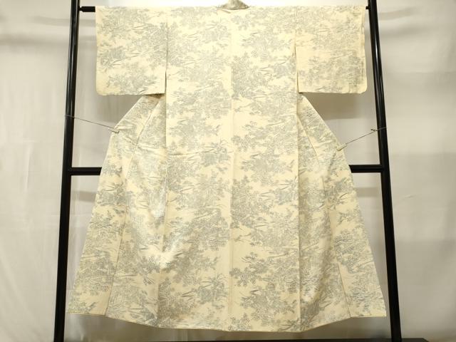 平和屋着物■上質な小紋 流水几帳草花文 正絹 逸品 CABL3587ev