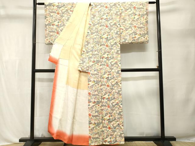 平和屋着物■上質な小紋 地紙重ね枝花文 正絹 逸品 CABL3599ev