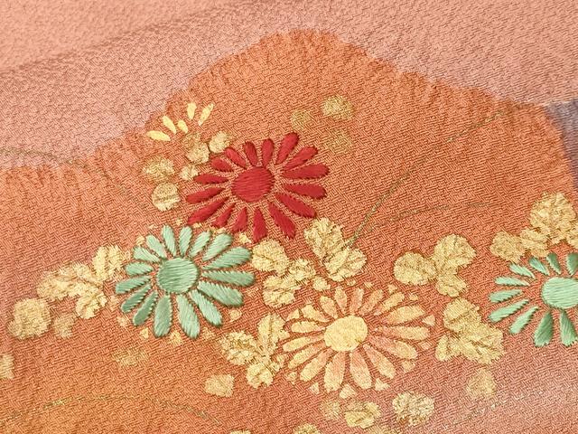 平和屋着物■訪問着 刺繍 道長花文 金彩 正絹 逸品 CABL3609ev