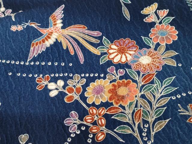 平和屋着物■上質な小紋 ふくれ織 鳳凰エ霞草花文 暈し染め 正絹 逸品 CABL3610ev