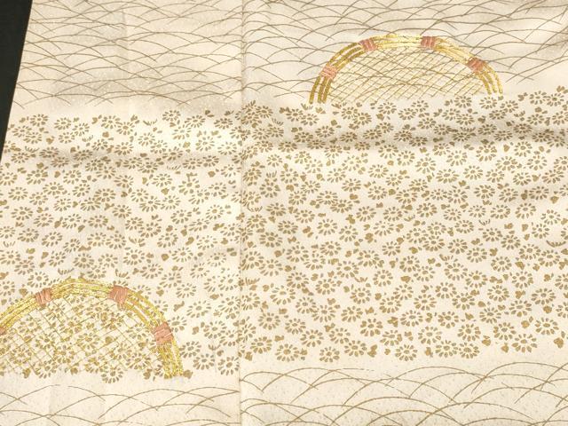 平和屋着物■訪問着 駒刺繍 籬横段文 芝草花文 金彩 正絹 逸品 CABL3615ev