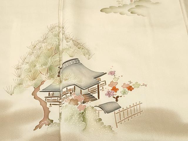 平和屋着物■訪問着 刺繍 風景文 暈し染め 正絹 逸品 CABL3619ev