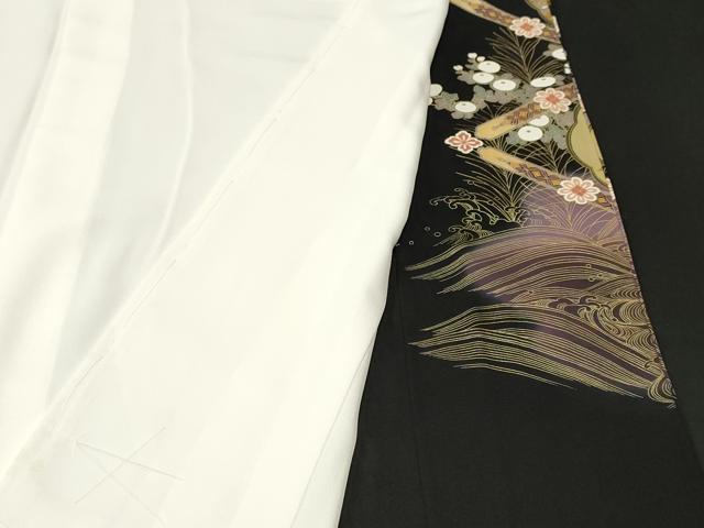 平和屋着物■豪華黒留袖 駒刺繍 天井群鶴草花文 暈し染め 金彩 正絹 逸品 CABL3620ev