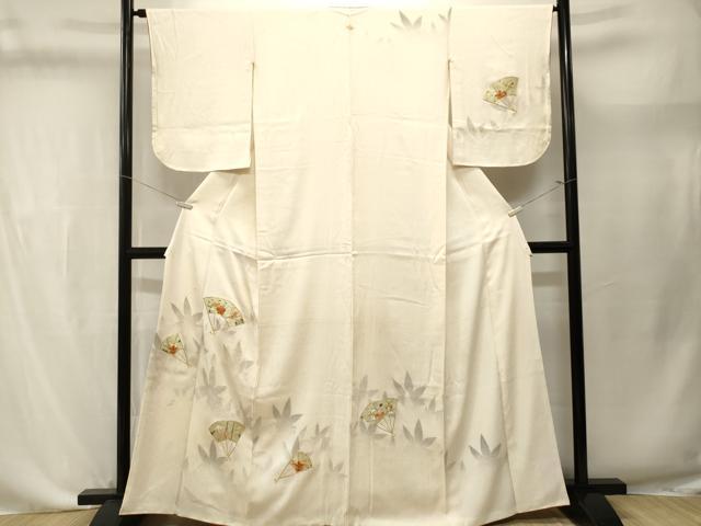 平和屋着物■訪問着 駒刺繍 扇面笹竹枝梅文 シルエット 暈し染め 金彩 正絹 逸品 CABL3631ev