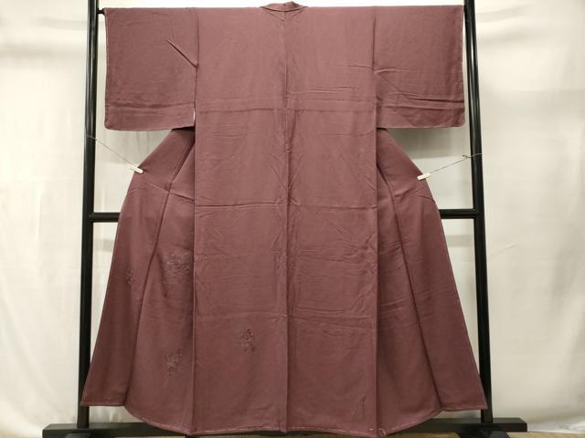 平和屋着物■中国三大刺繍 スワトウ刺繍 訪問着 色無地 扇面花地紋 紅檜皮色 正絹 逸品 CABL3634ev