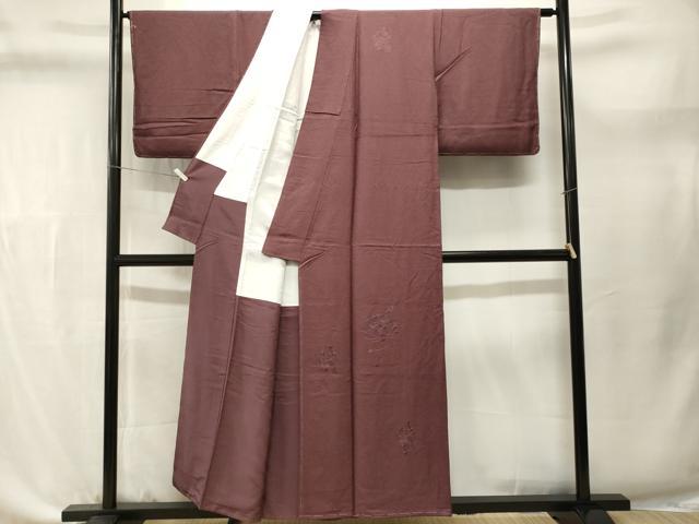 平和屋着物■中国三大刺繍 スワトウ刺繍 訪問着 色無地 扇面花地紋 紅檜皮色 正絹 逸品 CABL3634ev