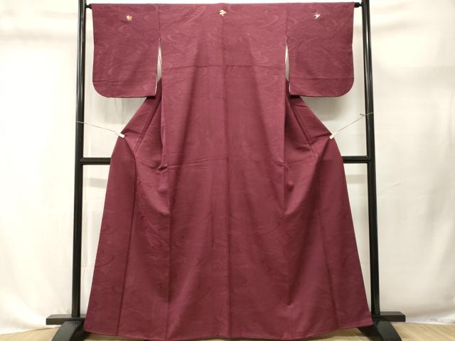 平和屋着物■上質な色無地 流水地紋 小豆色 正絹 逸品 CABL3635ev