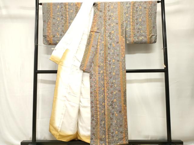 平和屋着物■上質な小紋 型染め 吉祥花間道 正絹 逸品 CABL3653ev