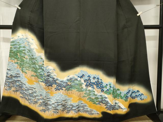 平和屋着物■豪華黒留袖 松竹梅 暈し染め 金彩 正絹 逸品 CABL3662ev