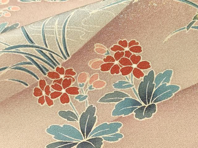 平和屋着物■訪問着 流水籬草花文 暈し染め 金銀彩 正絹 逸品 CABL3665ev