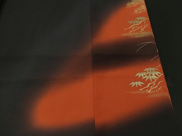 平和屋着物■豪華黒留袖 泰常 流水御所車花文 松竹梅 暈し染め 金彩 正絹 逸品 CABL3672ev