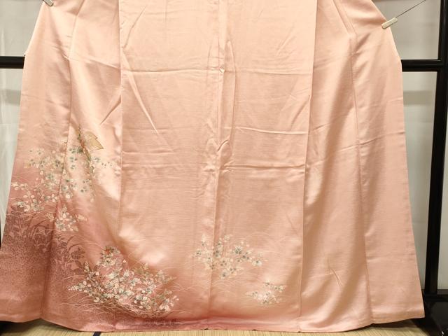 平和屋着物■中国三大刺繍 スワトウ刺繍 総刺繍 松皮菱草花文 シルエット 暈し染め 訪問着 正絹 逸品 CABL3701ev