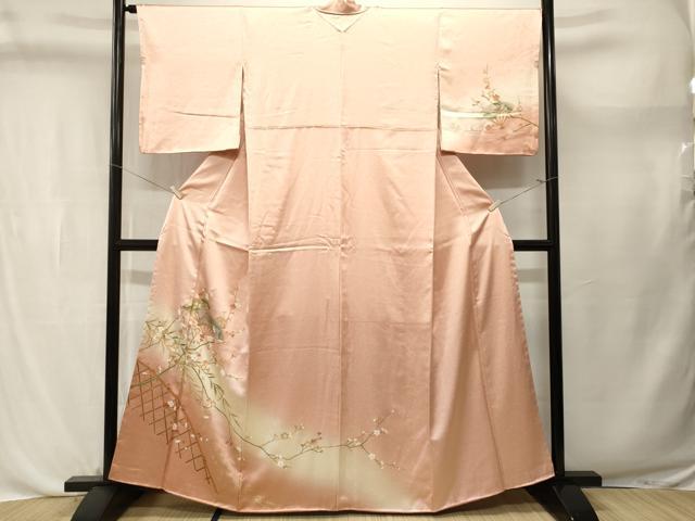 平和屋着物■訪問着 扇面籬枝梅文 暈し染め 金銀彩 正絹 逸品 CABL3703ev