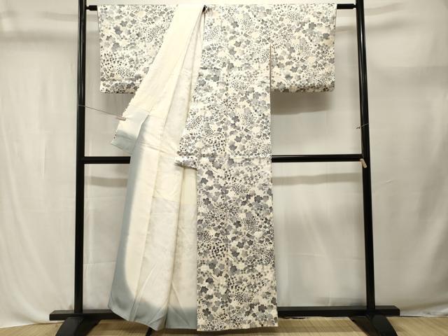 平和屋着物■上質な小紋 草花文 銀彩 正絹 逸品 CABL3704ev